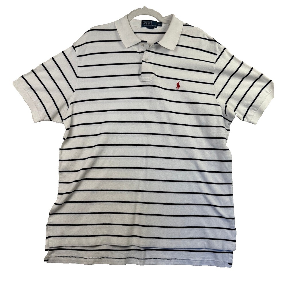 Ralph Lauren Polo Shirt Black Stripe Red Pony Size XXLarge